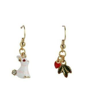 Les Nereides Fantasy Garden Rabbit And Leaves Heart Earrings